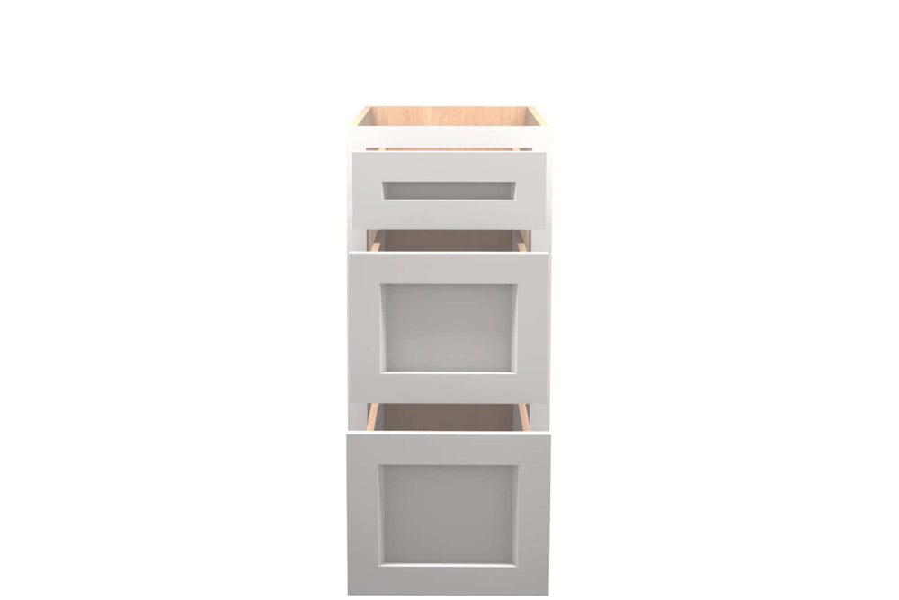 American Made Shaker RTA DB15 Drawer Base Cabinet - White - American Made Cabinets