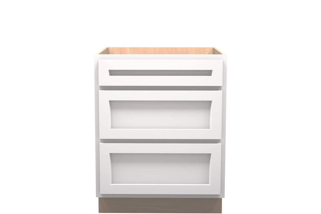 American Made Shaker RTA DB27 Drawer Base Cabinet - White - American Made Cabinets