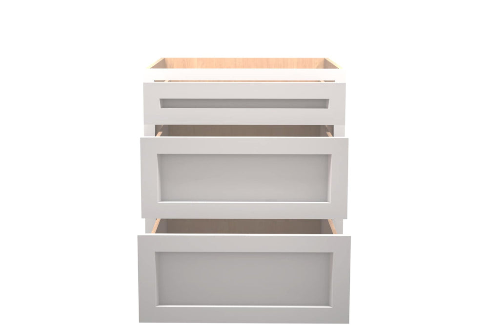 American Made Shaker RTA DB27 Drawer Base Cabinet - White - American Made Cabinets