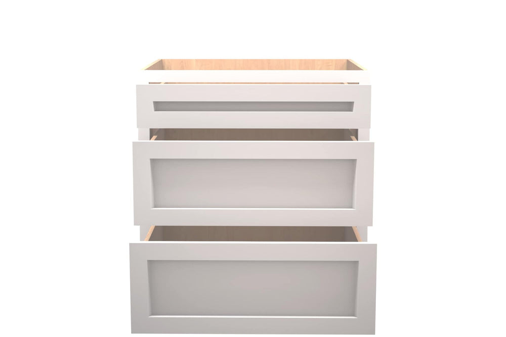 American Made Shaker RTA DB30 Drawer Base Cabinet - White - American Made Cabinets