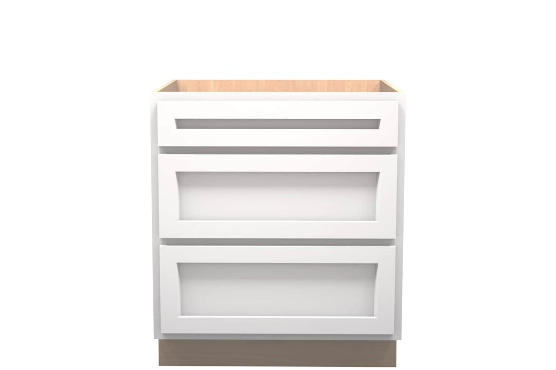 American Made Shaker RTA DB30 Drawer Base Cabinet - White - American Made Cabinets