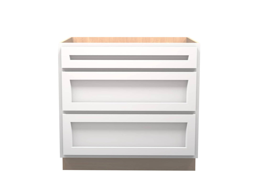 American Made Shaker RTA DB36 Drawer Base Cabinet - White - American Made Cabinets