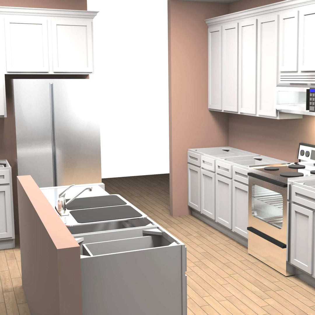 Render of a white shaker kitchen