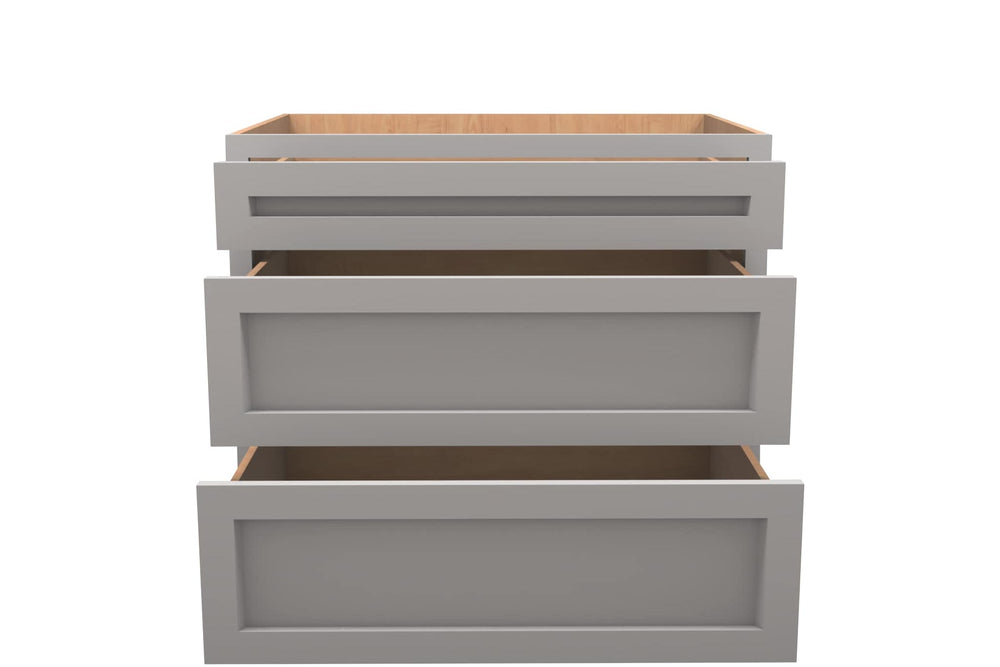 American Made Shaker RTA DB36 Drawer Base Cabinet - Light Gray - American Made Cabinets