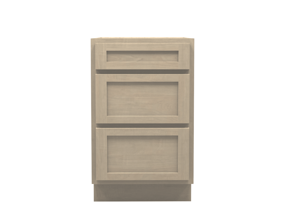 Unfinished Shaker 3 Drawer Base Cabinet
