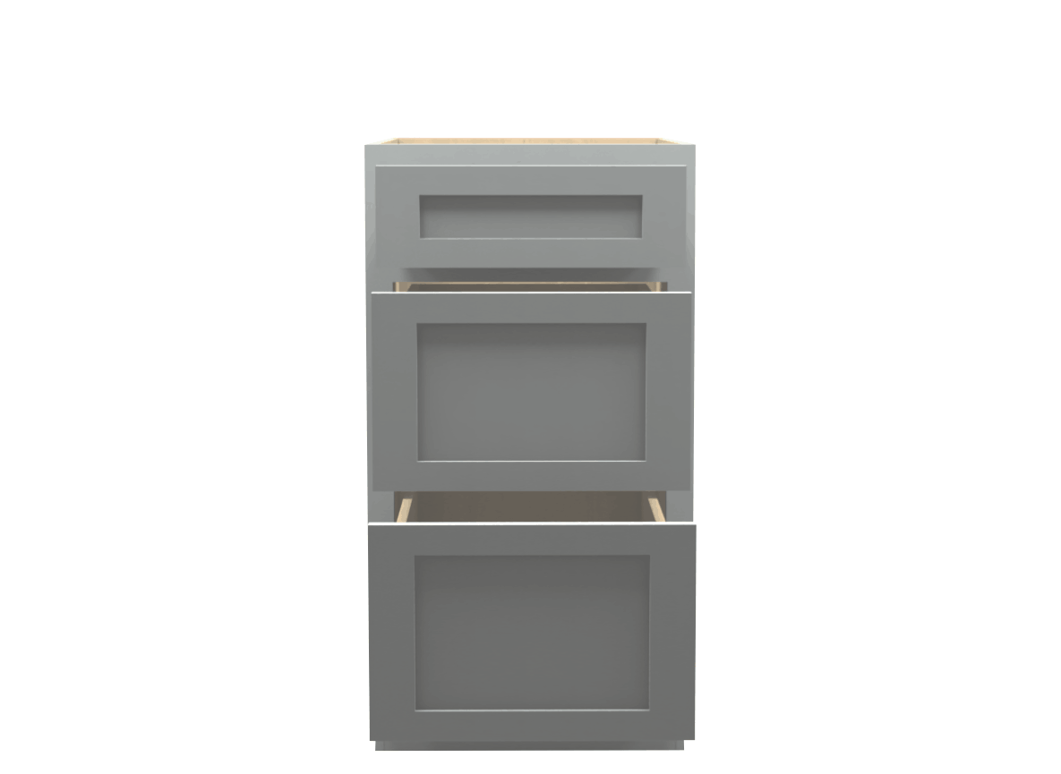 American Made Shaker RTA VDB18 Vanity Drawer Base Cabinet-Light Gray