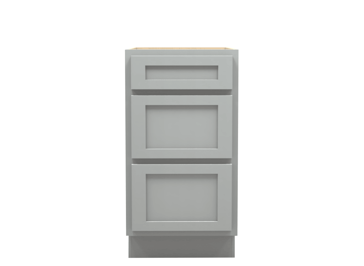 American Made Shaker RTA VDB18 Vanity Drawer Base Cabinet-Light Gray