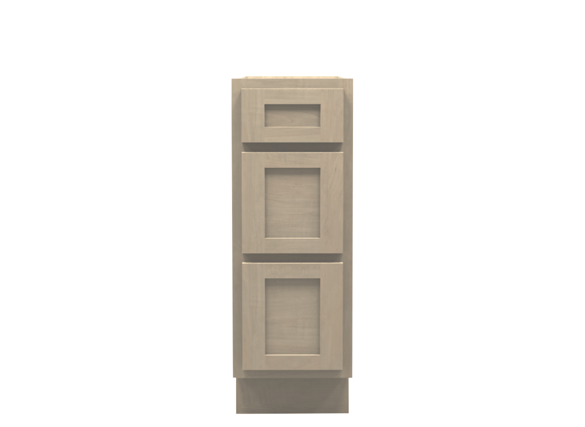 Unfinished Shaker Drawer Base Cabinet 12