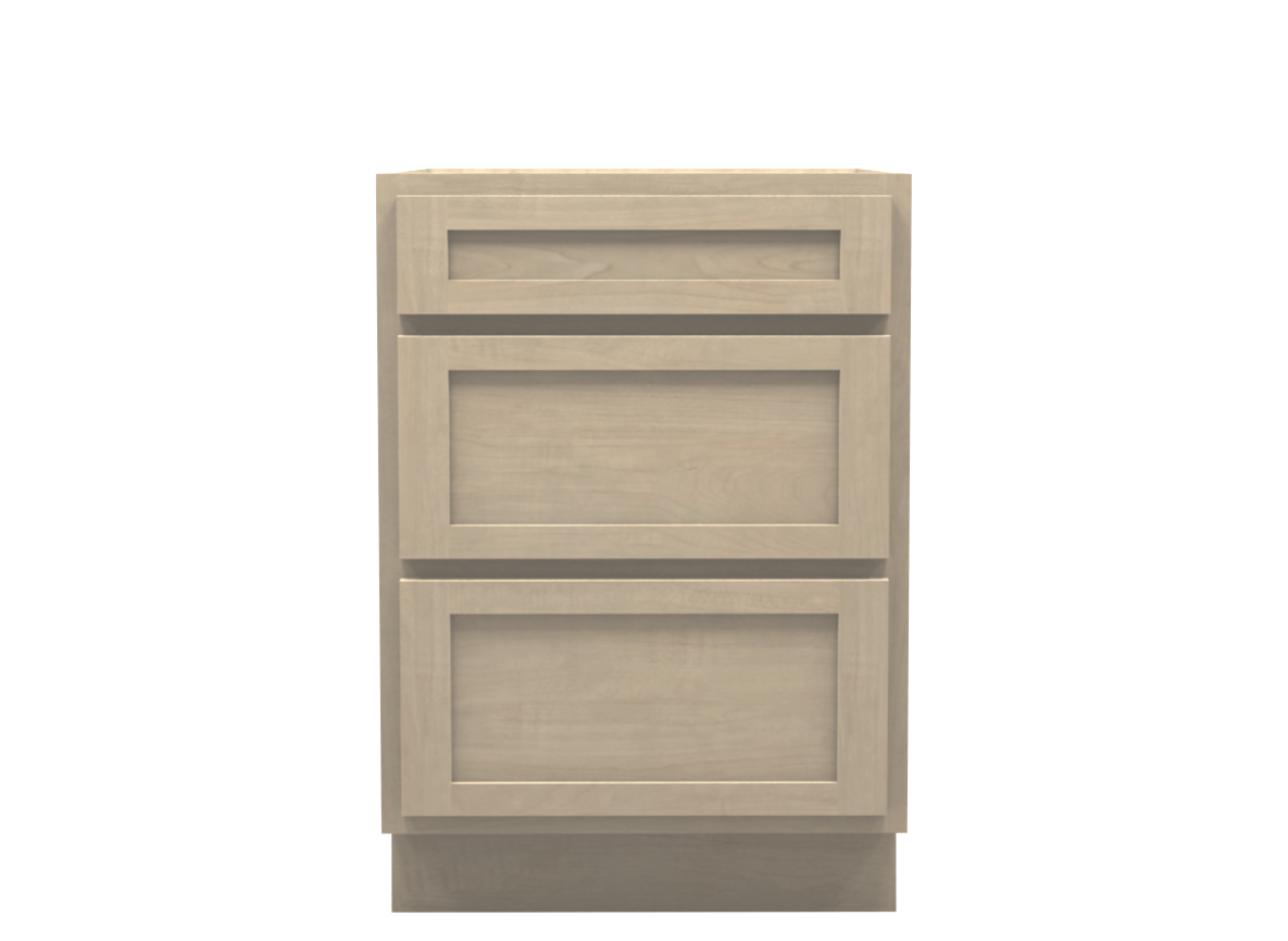 Unfinished Shaker Drawer Base Cabinet 24