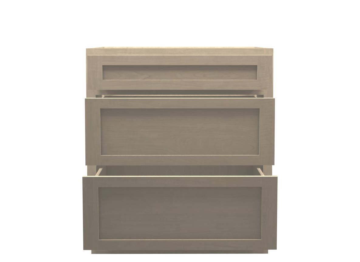 Unfinished Shaker 3 Drawer Base Cabinet 30