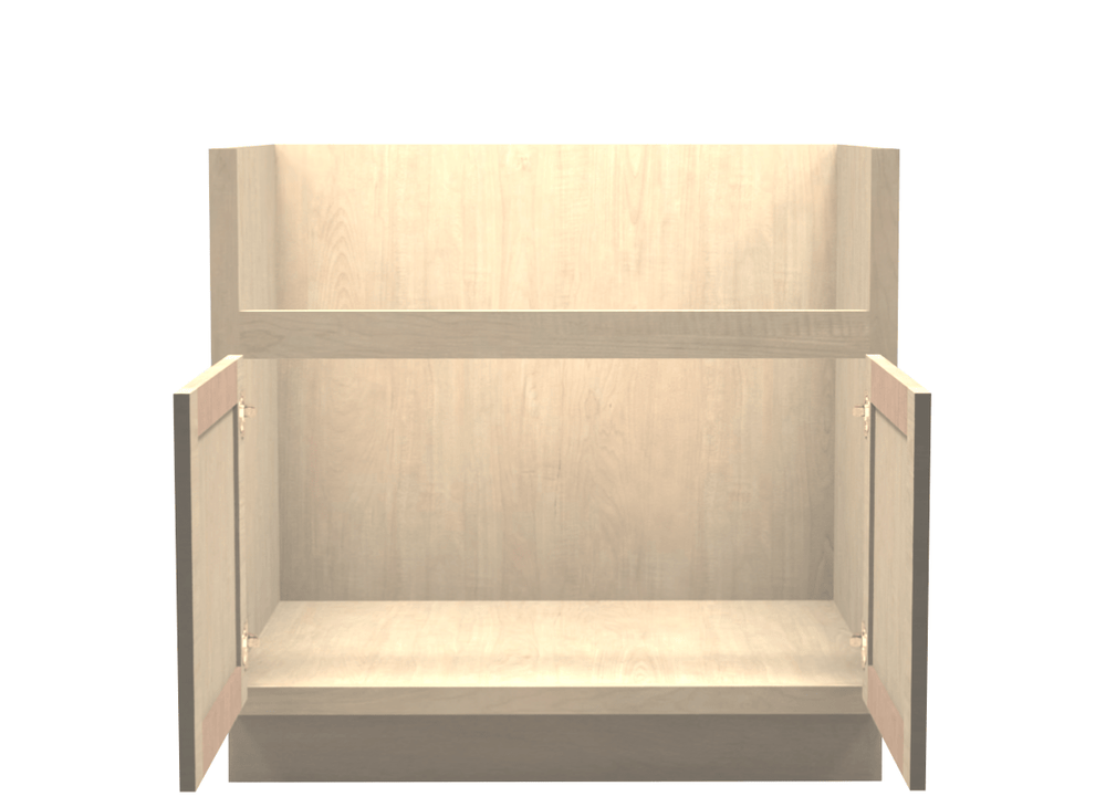 Unfinished Maple Farm Sink Base Cabinet 36" Wide Open Door