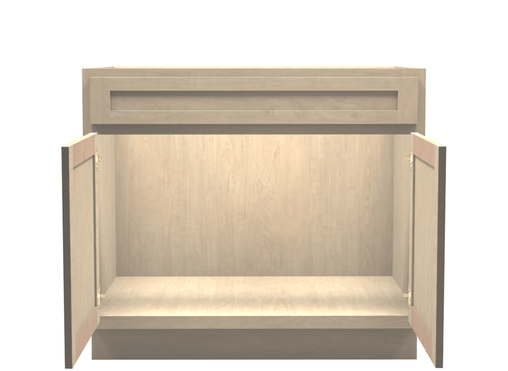 Unfinished Maple Sink Base Cabinet 39" Wide Open Door
