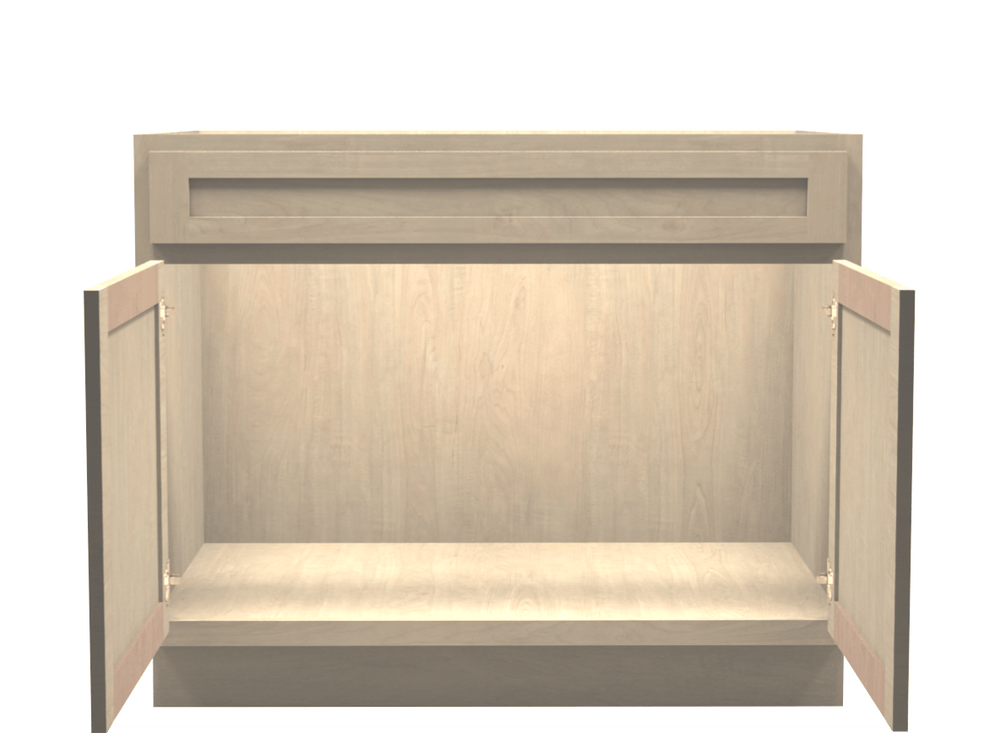 Unfinished Maple Vanity Sink Base Cabinet 42" Wide Open Door
