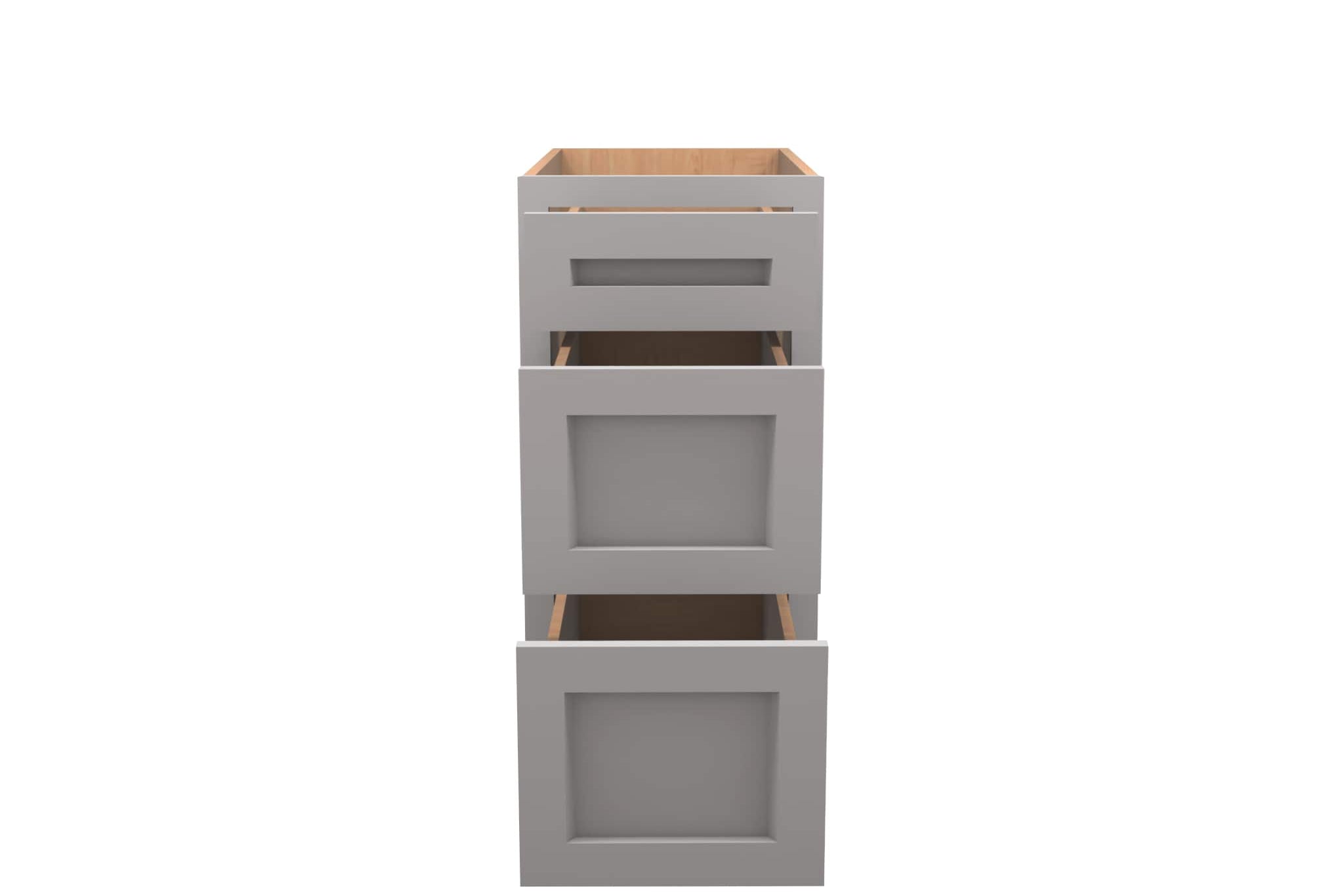 American Made Shaker RTA DB15 Drawer Base Cabinet-Light Gray