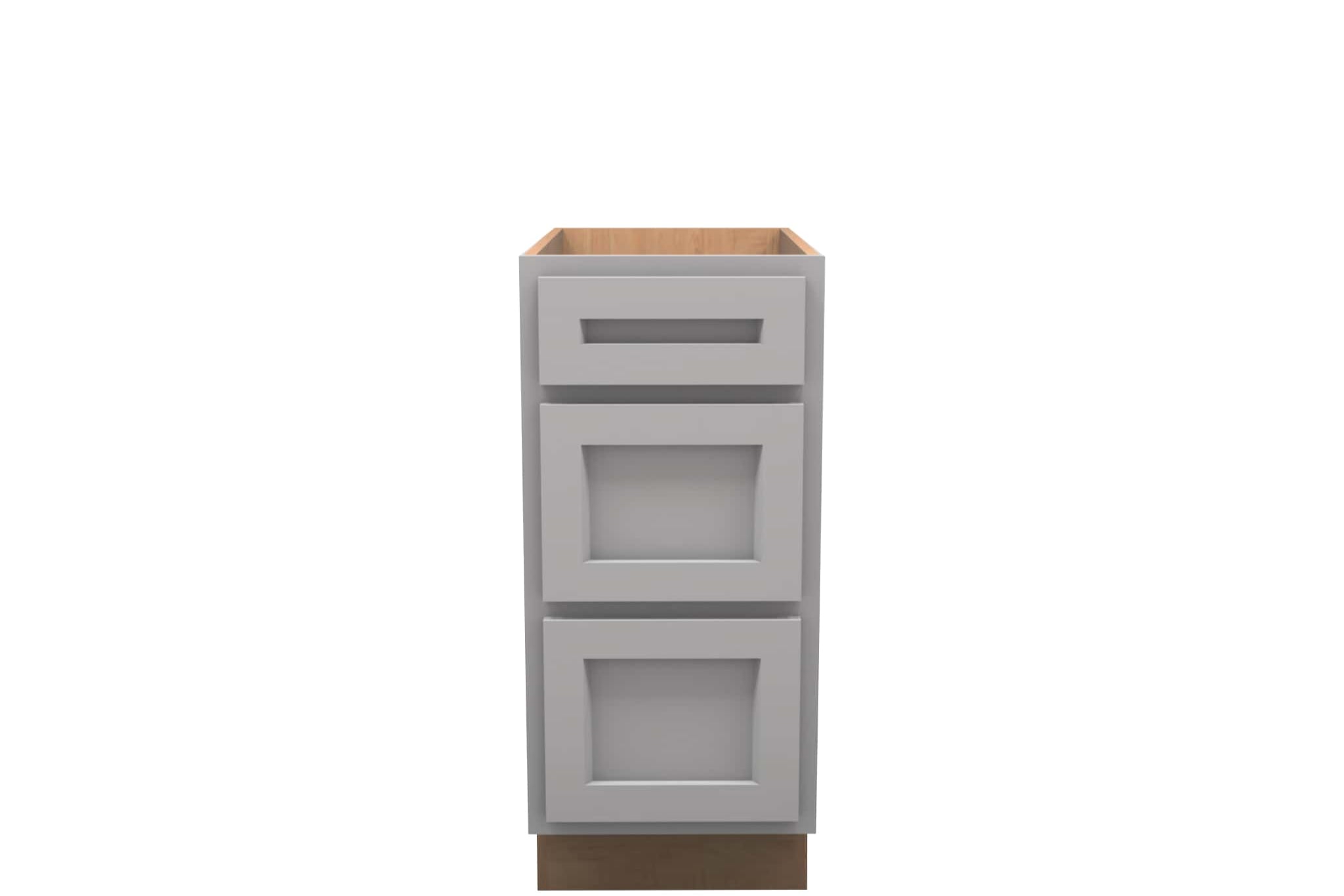 American Made Shaker RTA DB15 Drawer Base Cabinet-Light Gray