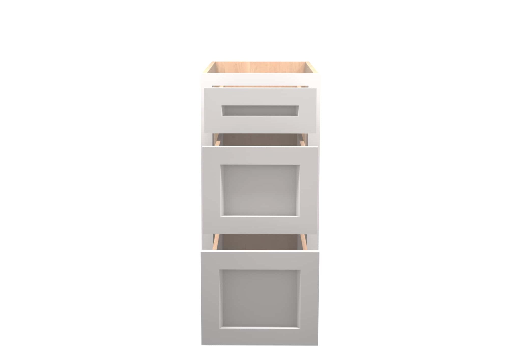 American Made Shaker RTA DB15 Drawer Base Cabinet-White