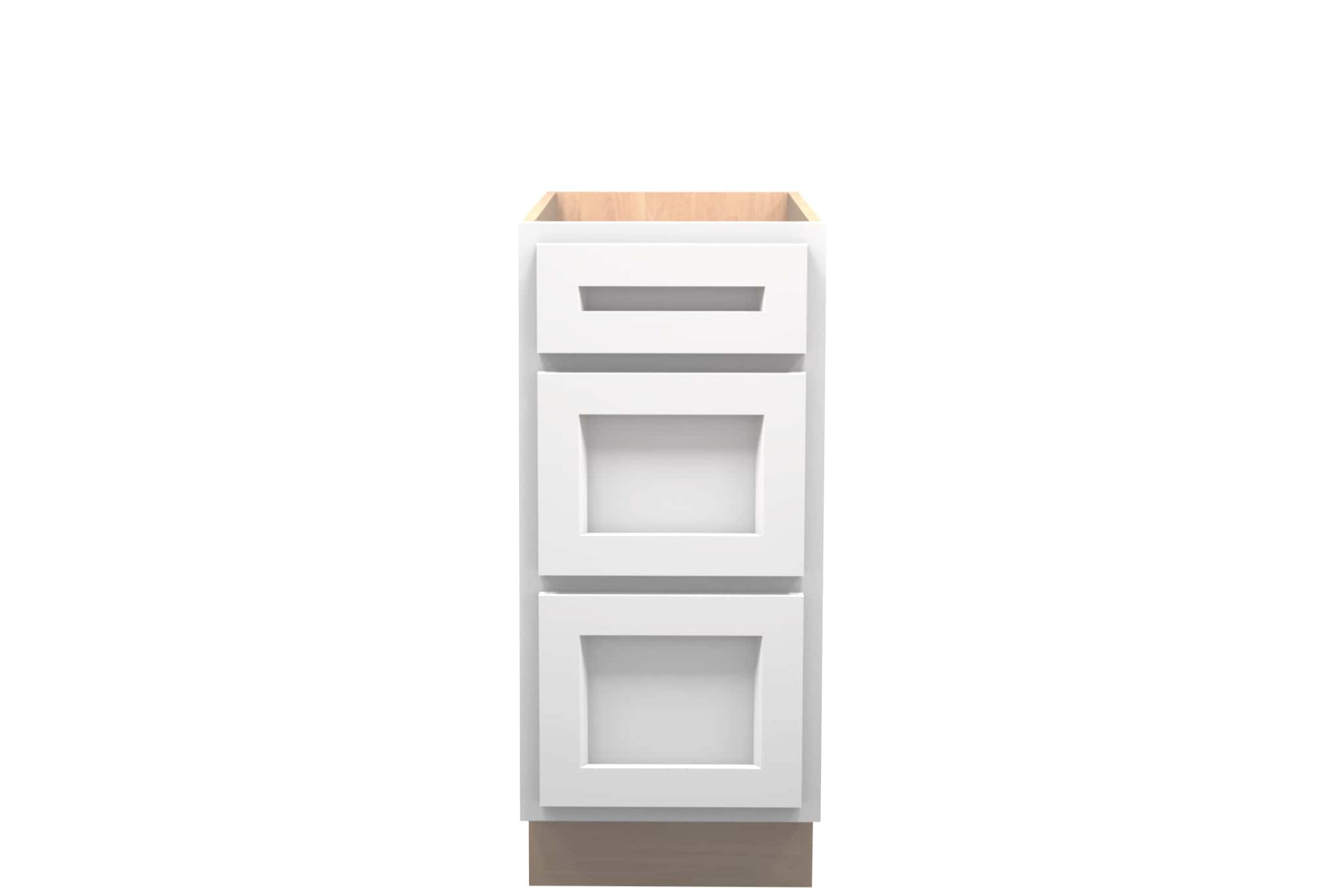 American Made Shaker RTA DB15 Drawer Base Cabinet-White