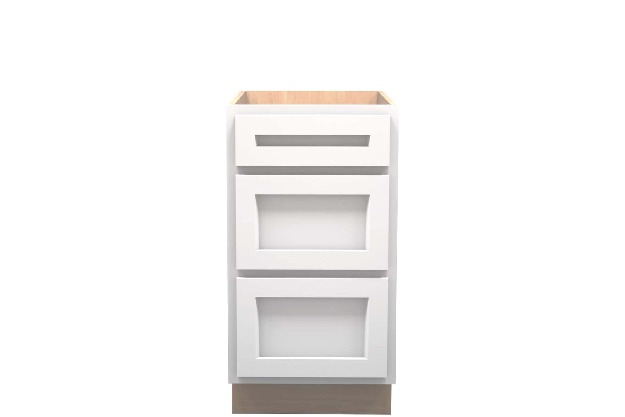 American Made Shaker RTA DB18 Drawer Base Cabinet-White