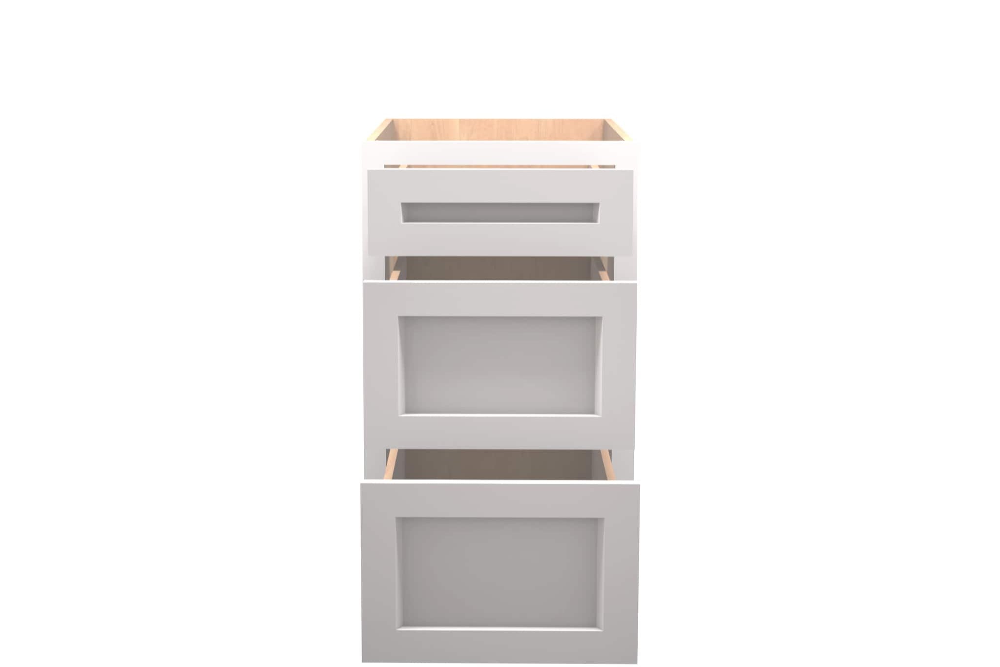 American Made Shaker RTA DB18 Drawer Base Cabinet-White