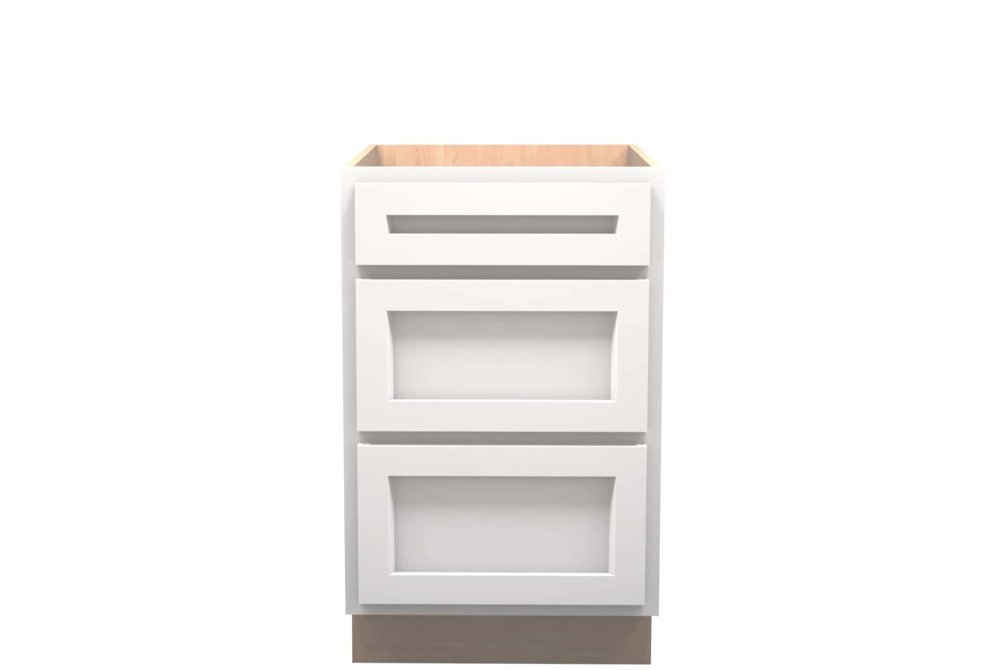 American Made Shaker RTA DB21 Drawer Base Cabinet-White