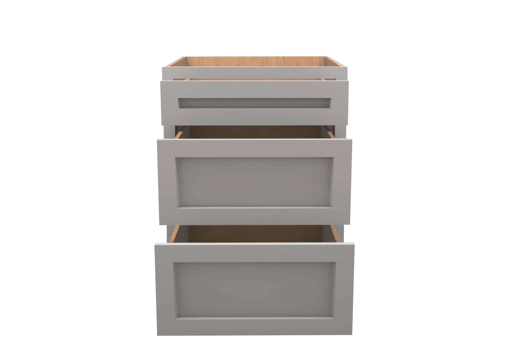 American Made Shaker RTA DB24 Drawer Base Cabinet-Light Gray