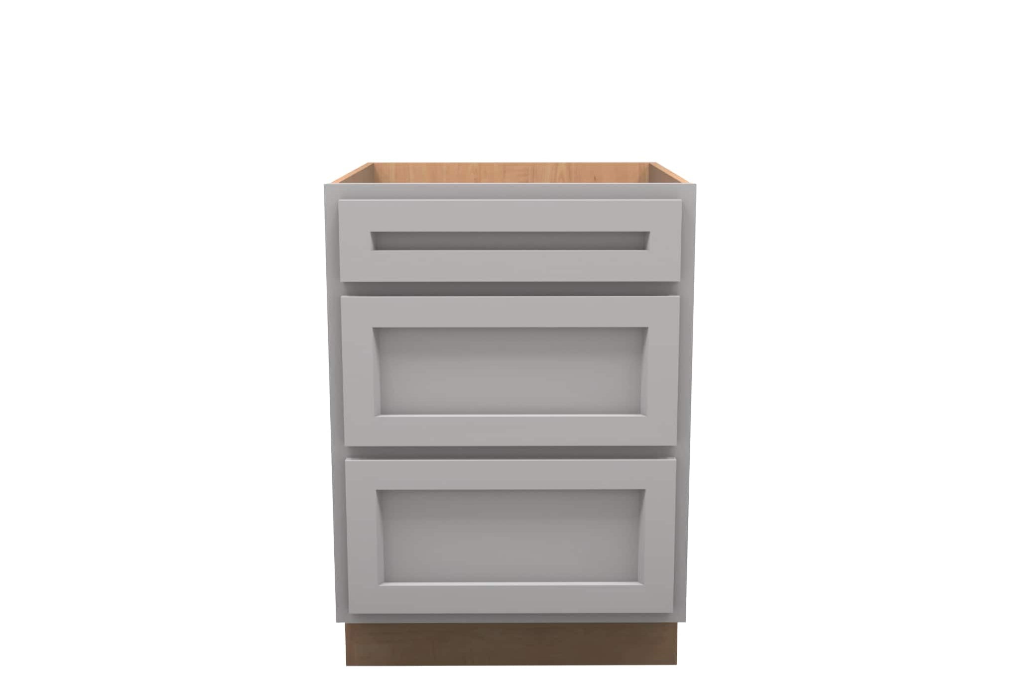 American Made Shaker RTA DB24 Drawer Base Cabinet-Light Gray