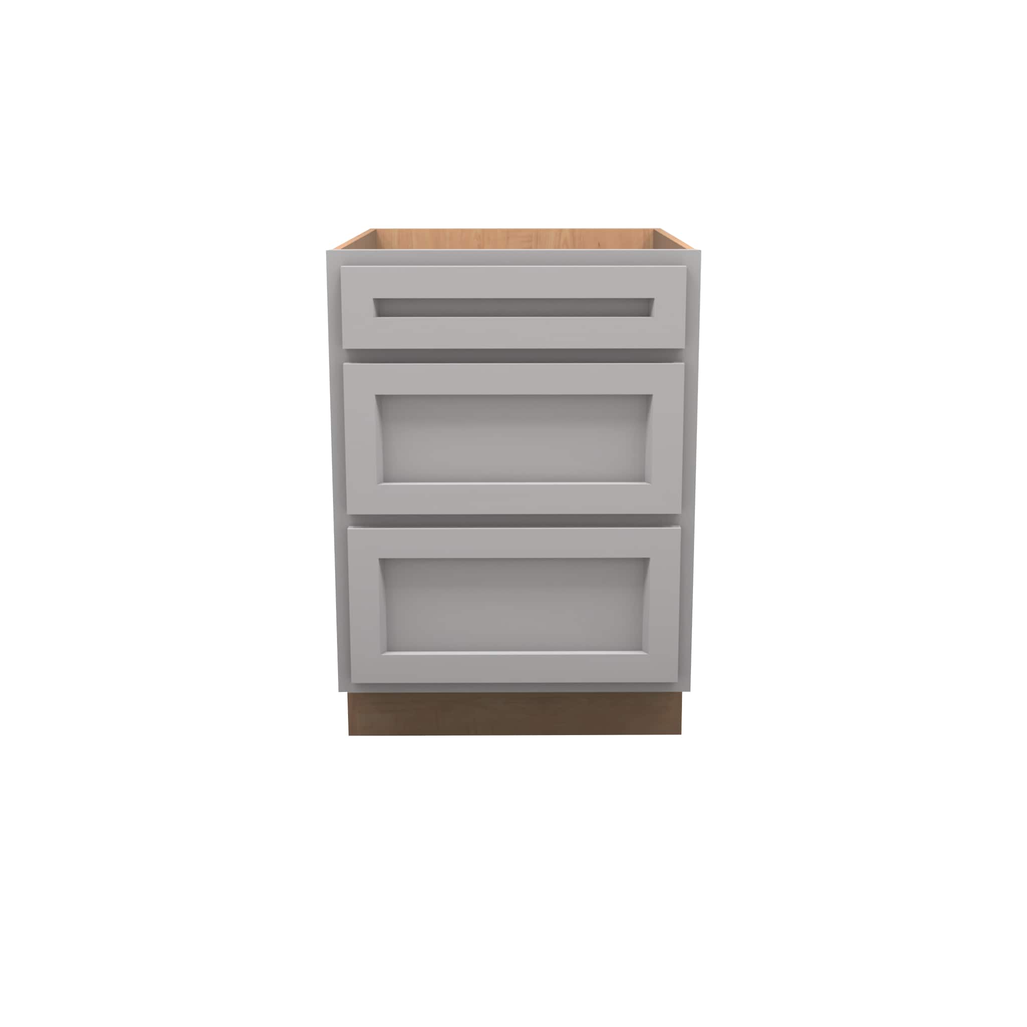 American Made Shaker RTA DB24 Drawer Base Cabinet-Light Gray