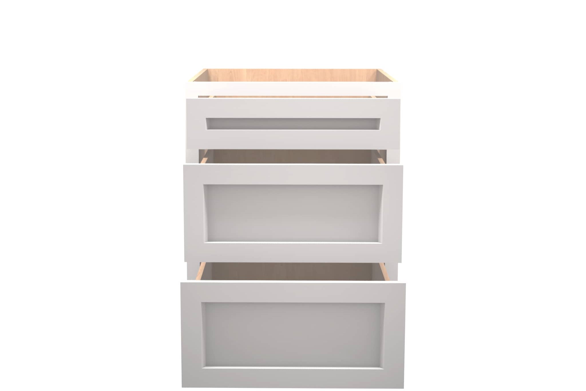 American Made Shaker RTA DB24 Drawer Base Cabinet-White