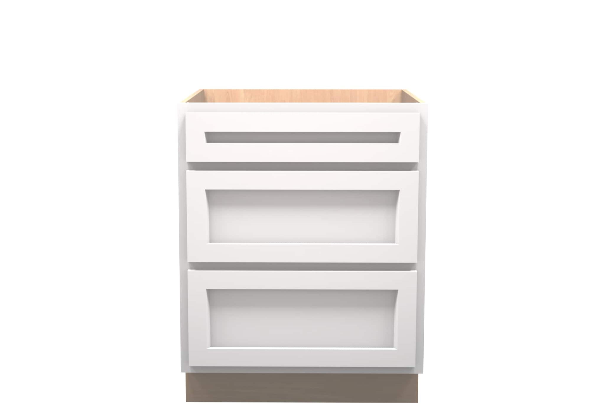 American Made Shaker RTA DB27 Drawer Base Cabinet-White