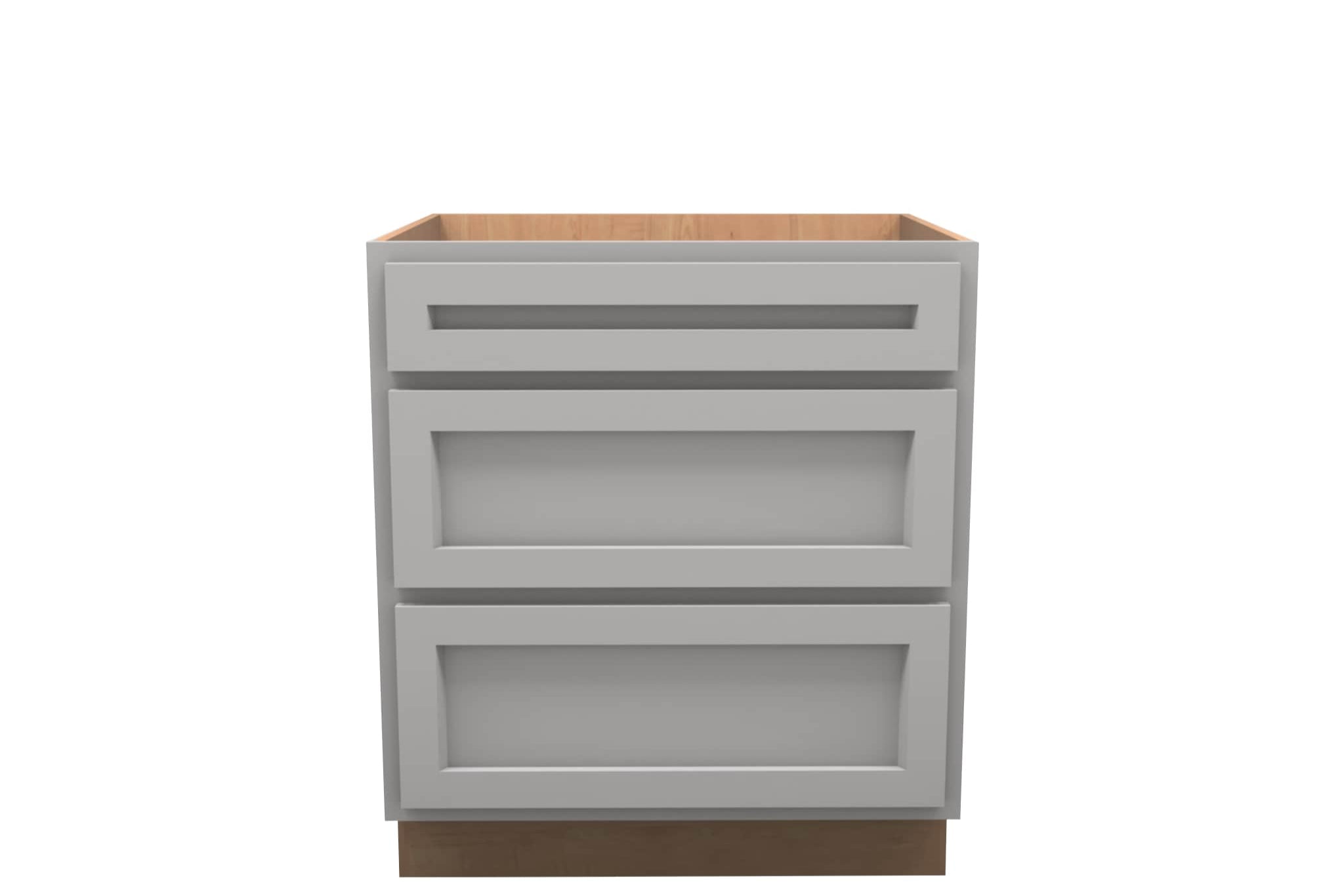 American Made Shaker RTA DB30 Drawer Base Cabinet-Light Gray