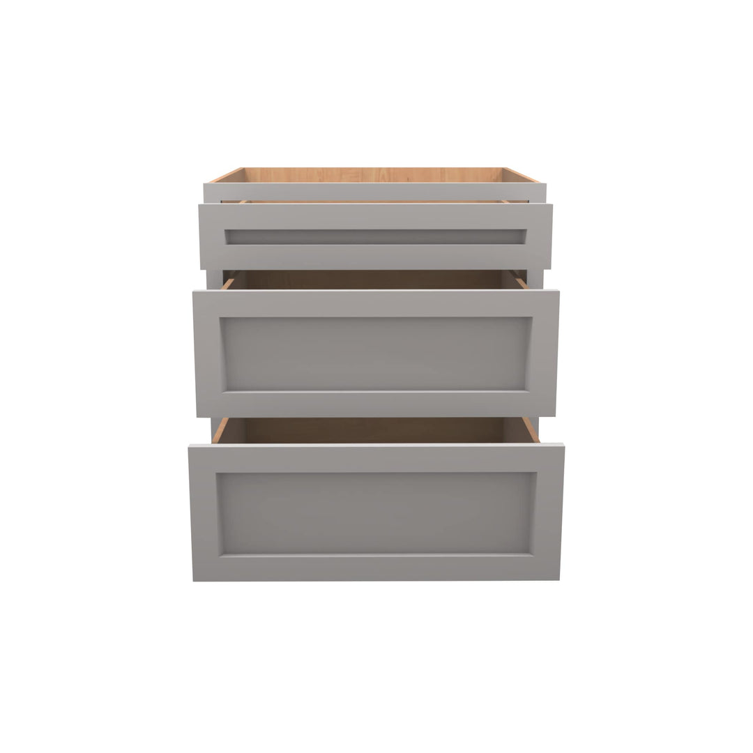 American Made Shaker RTA DB30 Drawer Base Cabinet-Light Gray