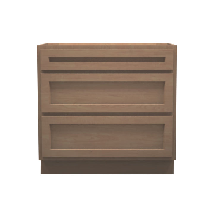 American Made Shaker RTA DB36 Drawer Base Cabinet-Unfinished Stain Grade