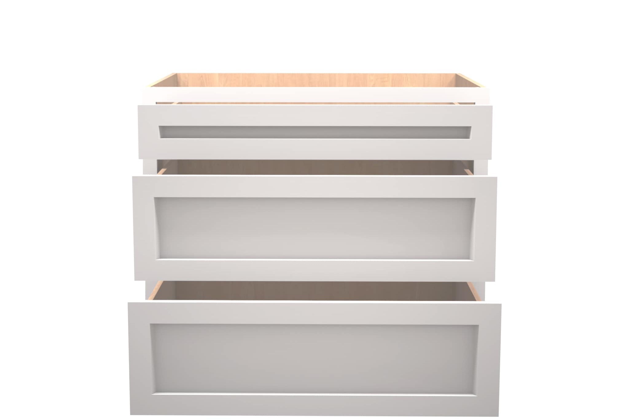 American Made Shaker RTA DB36 Drawer Base Cabinet-White