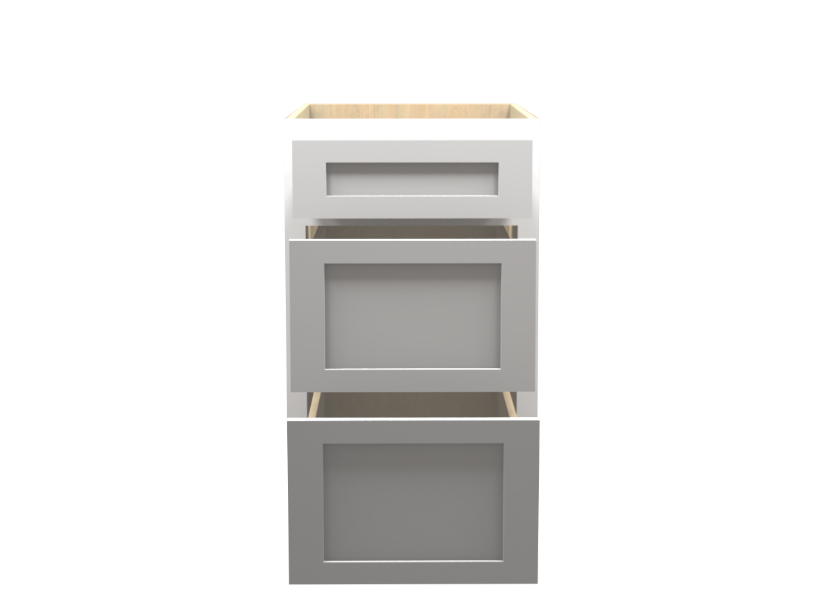 American Made Shaker RTA DB18 Drawer Base Cabinet-White