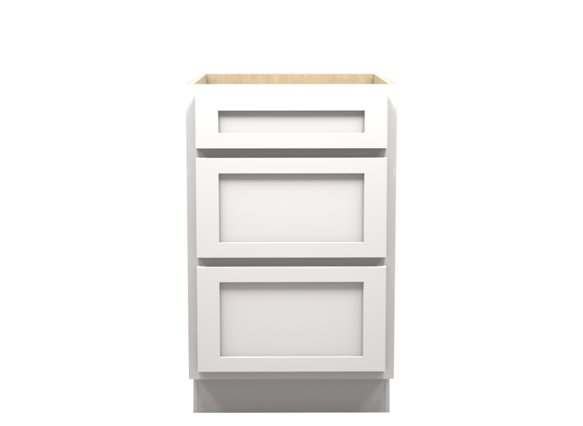 American Made Shaker RTA DB21 Drawer Base Cabinet-White