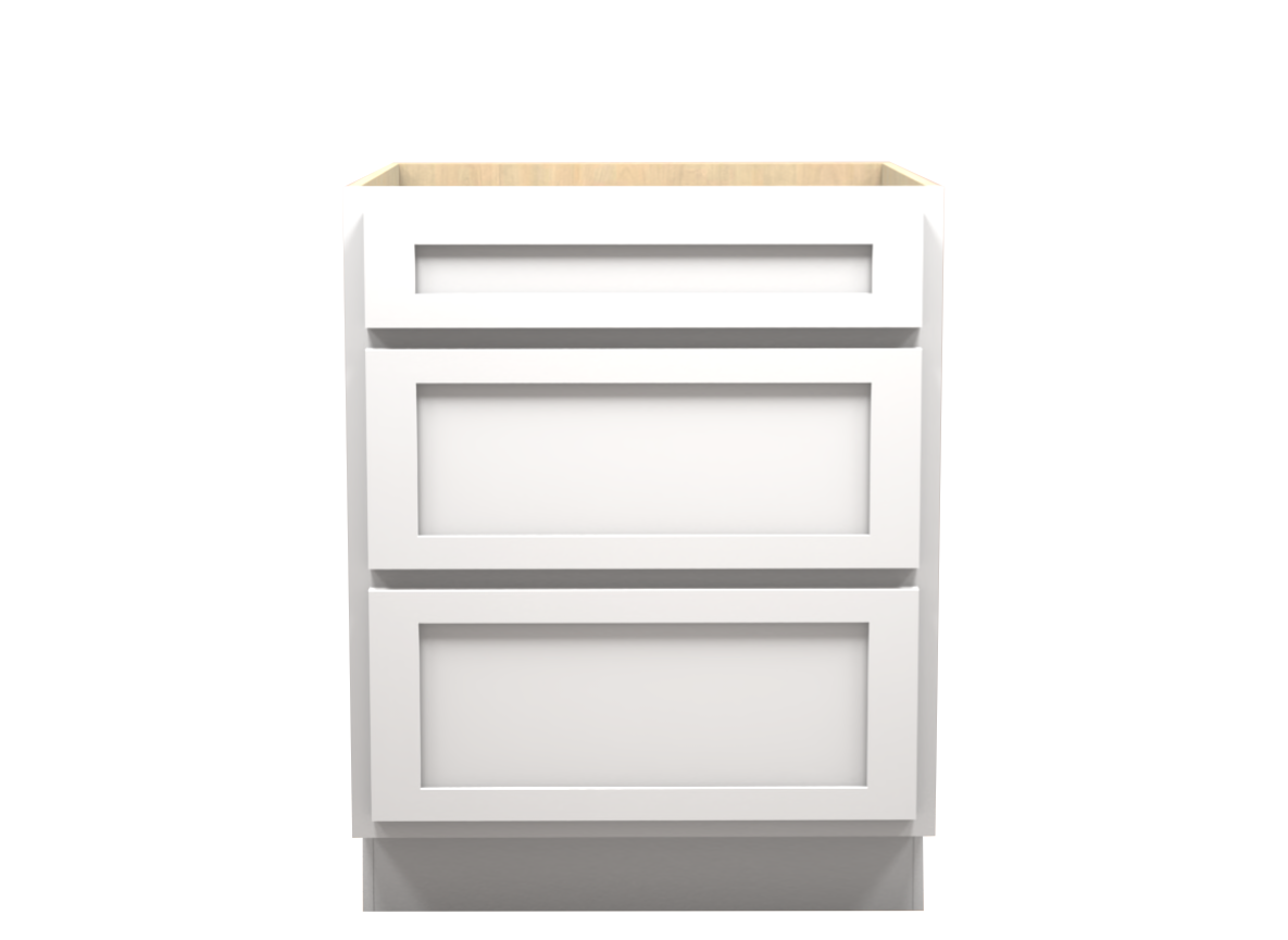 American Made Shaker RTA DB27 Drawer Base Cabinet-White