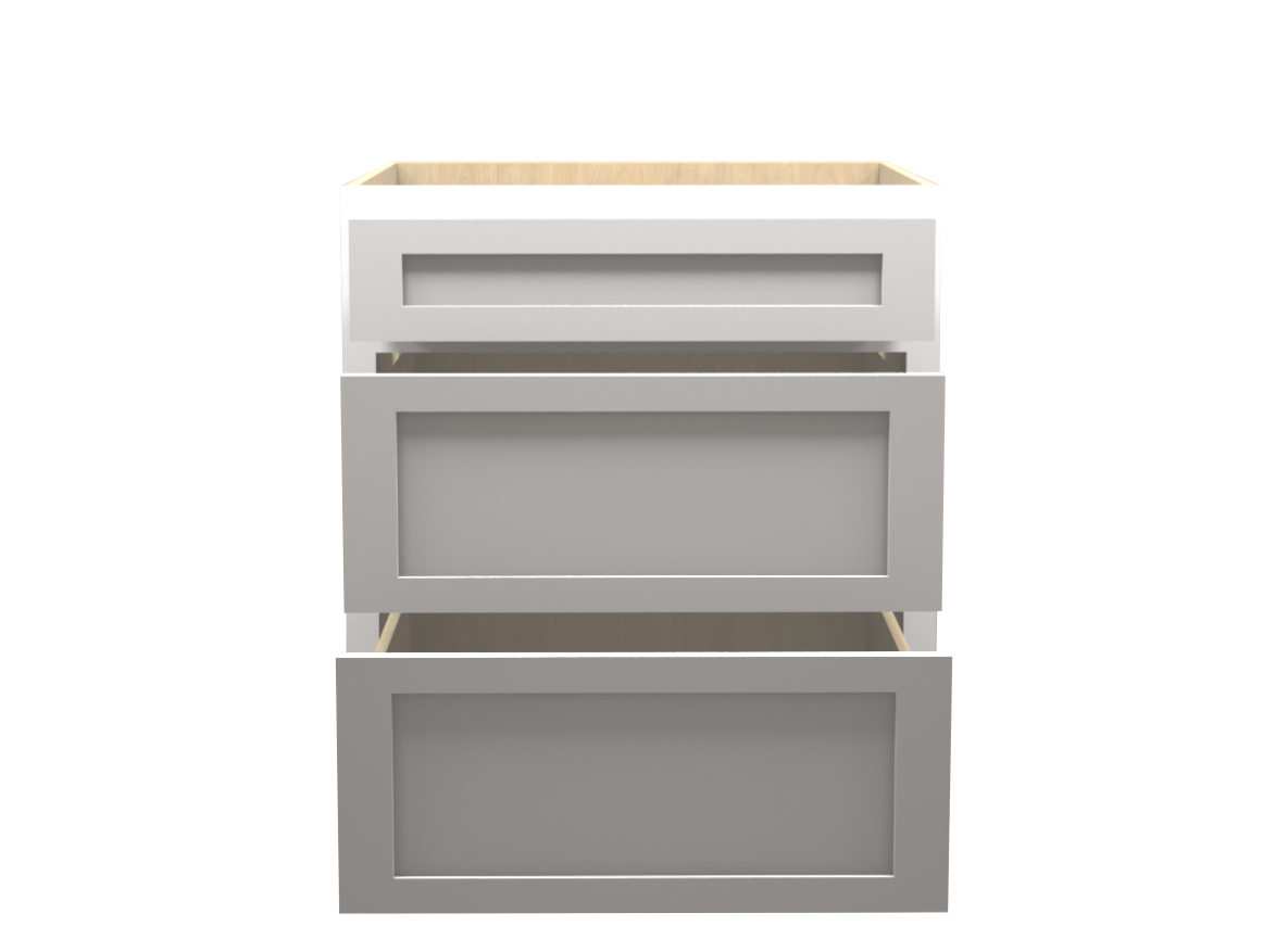 American Made Shaker RTA DB27 Drawer Base Cabinet-White