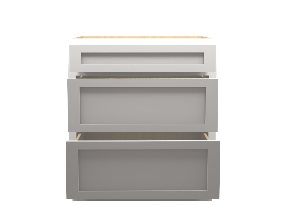 American Made Shaker RTA DB30 Drawer Base Cabinet-White