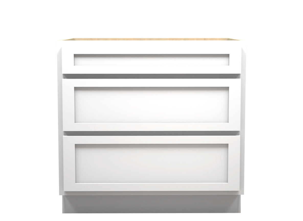 American Made Shaker RTA DB36 Drawer Base Cabinet-White