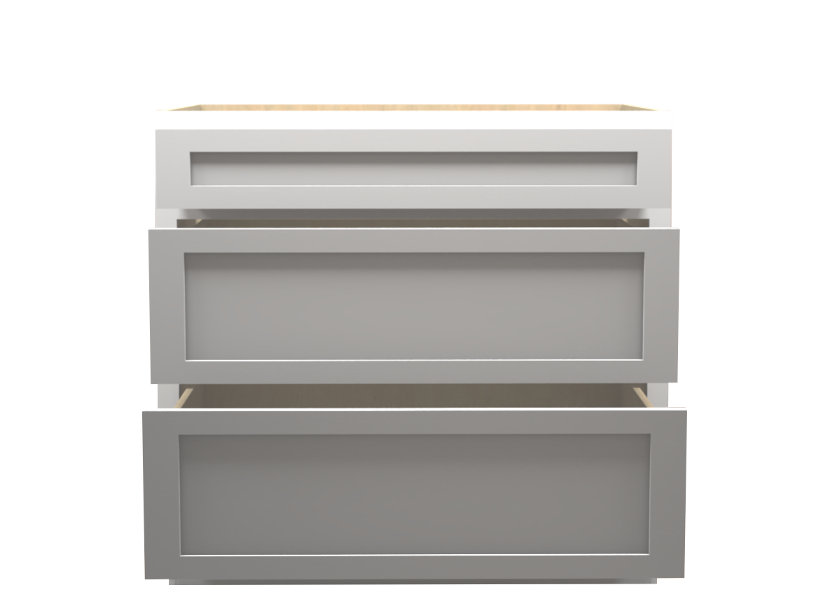 American Made Shaker RTA DB36 Drawer Base Cabinet-White