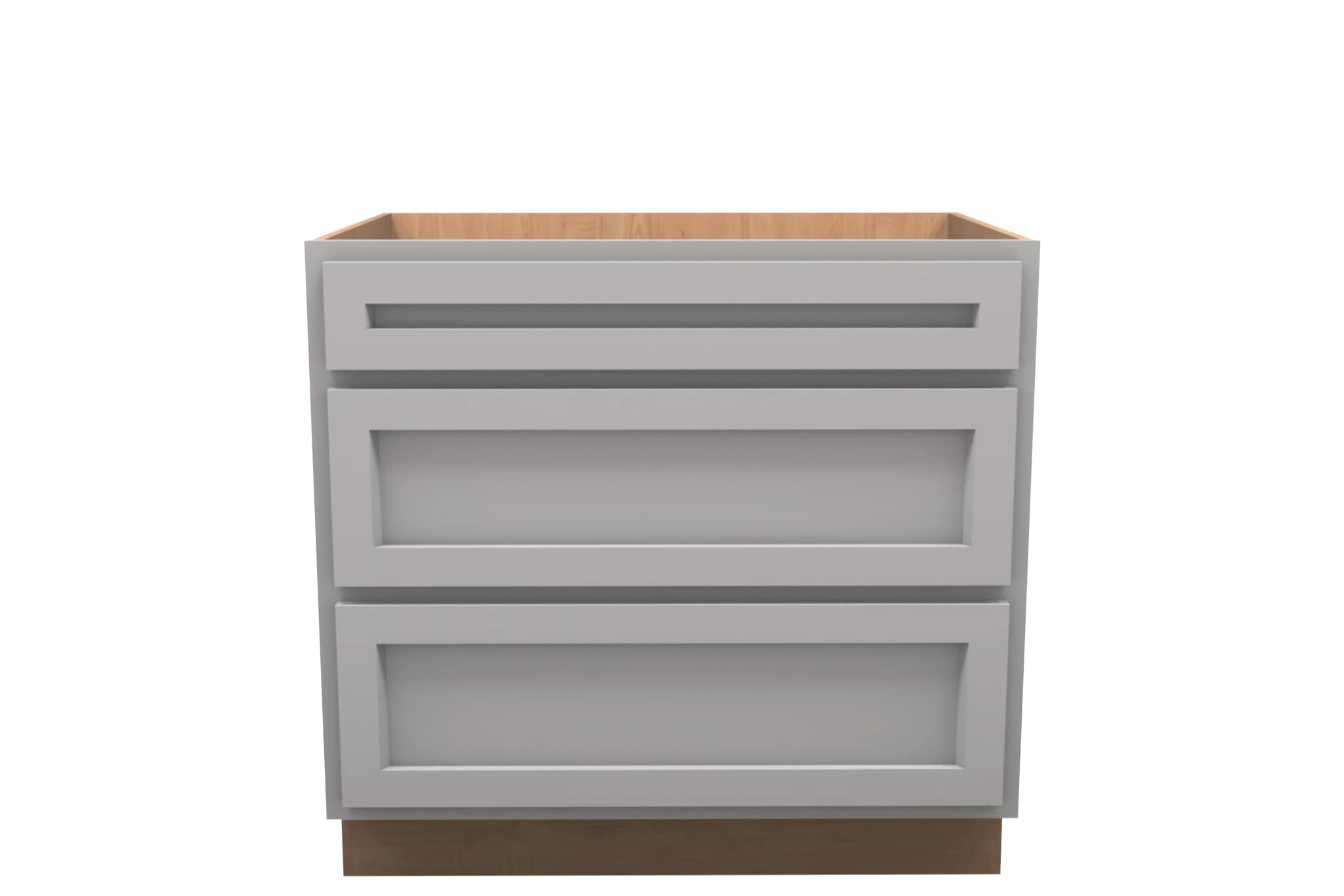 American Made Shaker RTA DB36 Drawer Base Cabinet-Light Gray