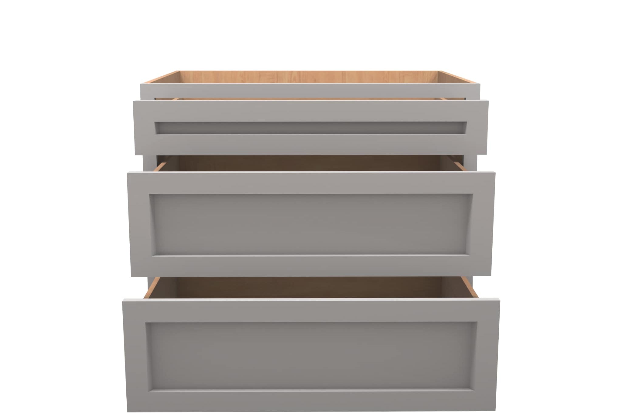 American Made Shaker RTA DB36 Drawer Base Cabinet-Light Gray