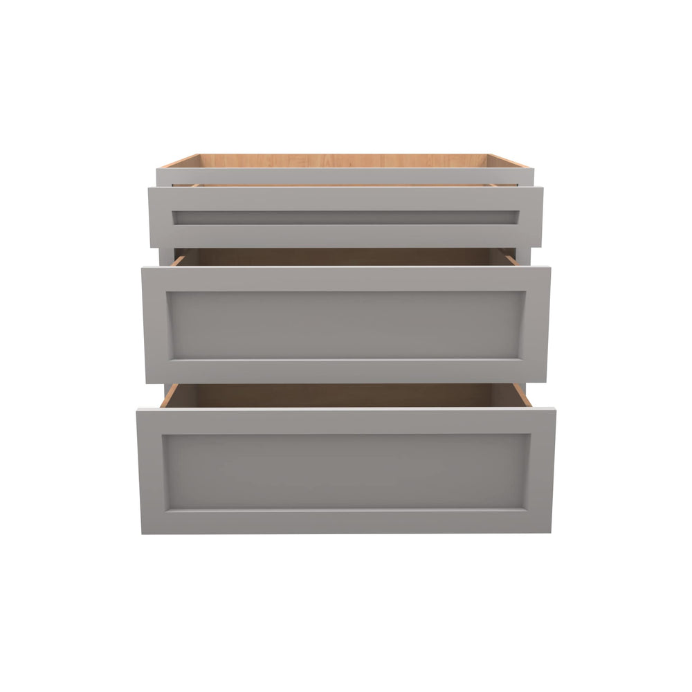 American Made Shaker RTA DB36 Drawer Base Cabinet-Light Gray
