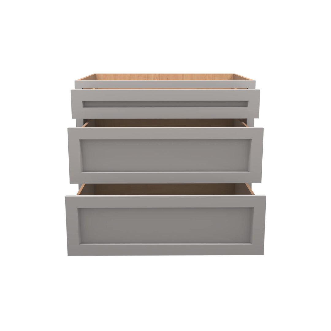 American Made Shaker RTA DB36 Drawer Base Cabinet-Light Gray